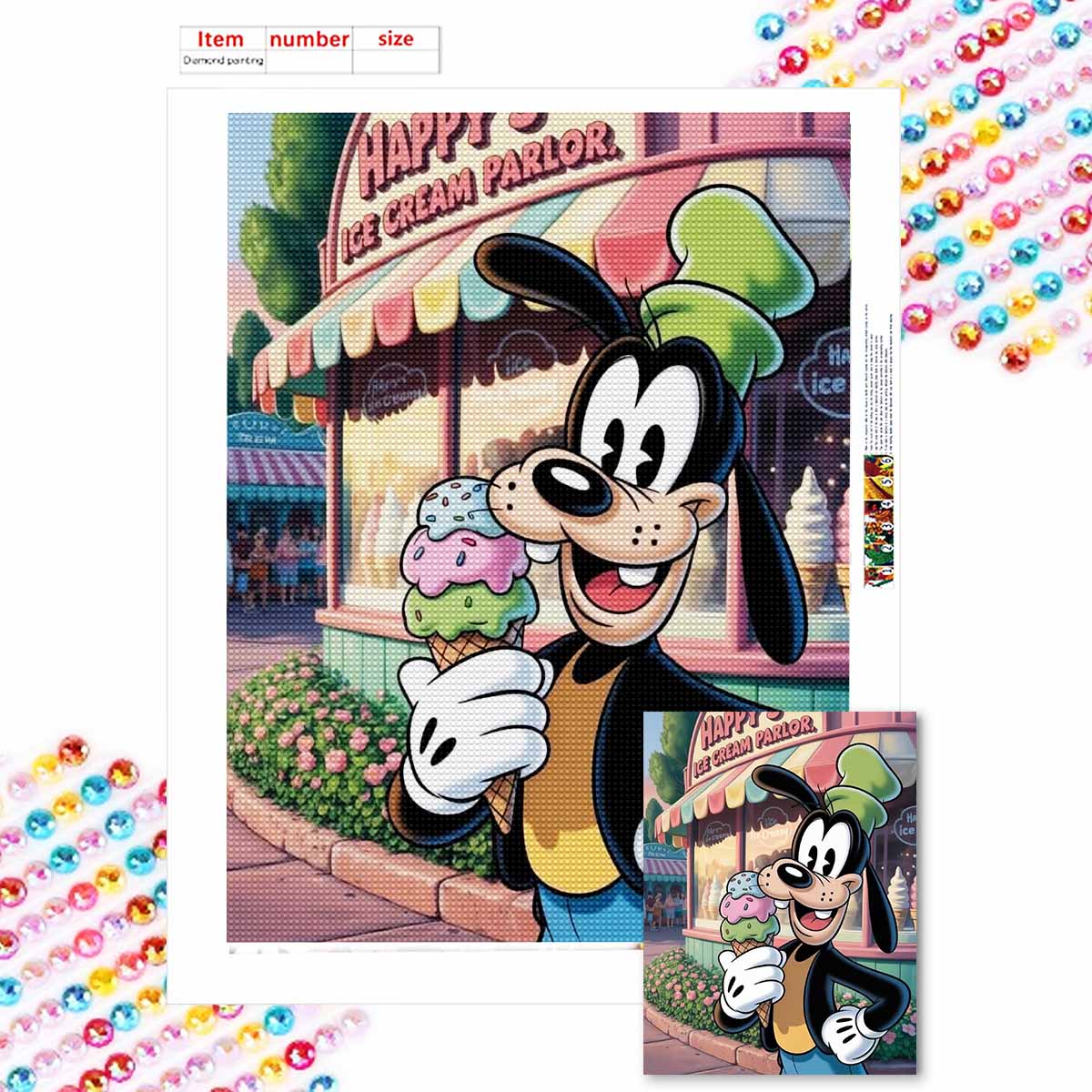 

5D Алмазная Живопись Сделай Сам Собака Ест Мороженое Полная Выкладка Стразы Мозаика Вышивка Изделия Ручной Работы Домашний Декор Подарок Round 20x30cm