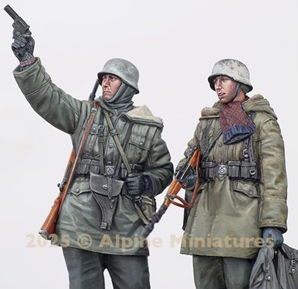 Alpine Miniatures WW2 Německý Waffen SS Panzer Grenadier Bojová sada Charkov 2 figurky Resinová stavebnice AM35326 1/35 (Člověk)