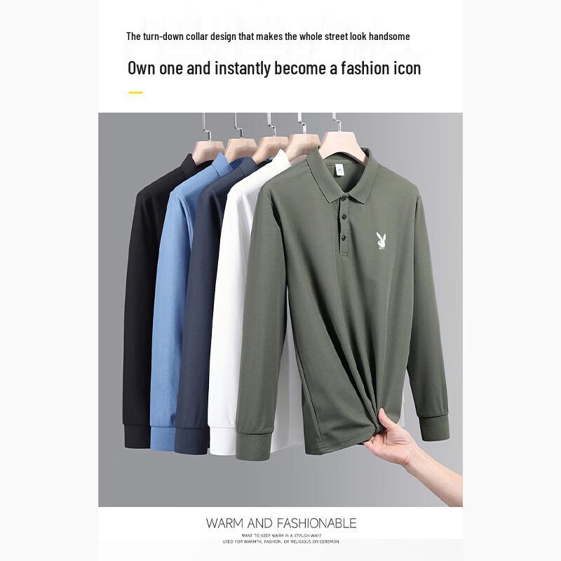 PLAYBOY Men's Long-Sleeve Polo T-Shirt