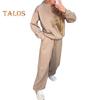 2 Teile/satz Damen Top Hosen Anzug Rundhals Langarm Strass Dekor Sweatshirt Elastische Taille Weite Bein Hose Alltagskleidung Sport Outfit Herbst