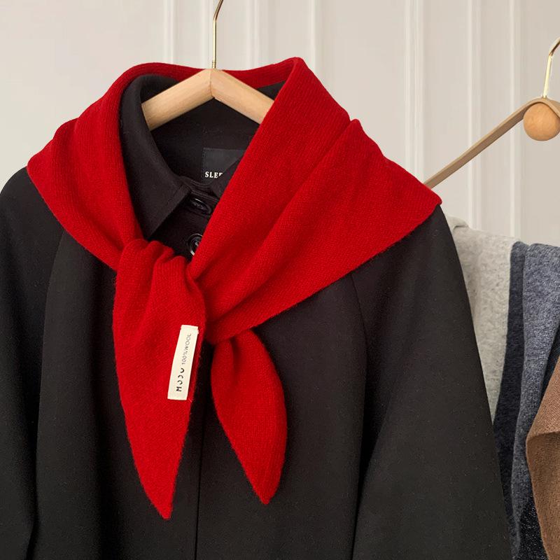 

Треугольный шарф женский платок вязаный шарф многофункциональный теплый вязаный шарф One Size красный