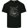 Multicoloured Tribal Fantasy Cat Mens Light Cotton T-Shirt
