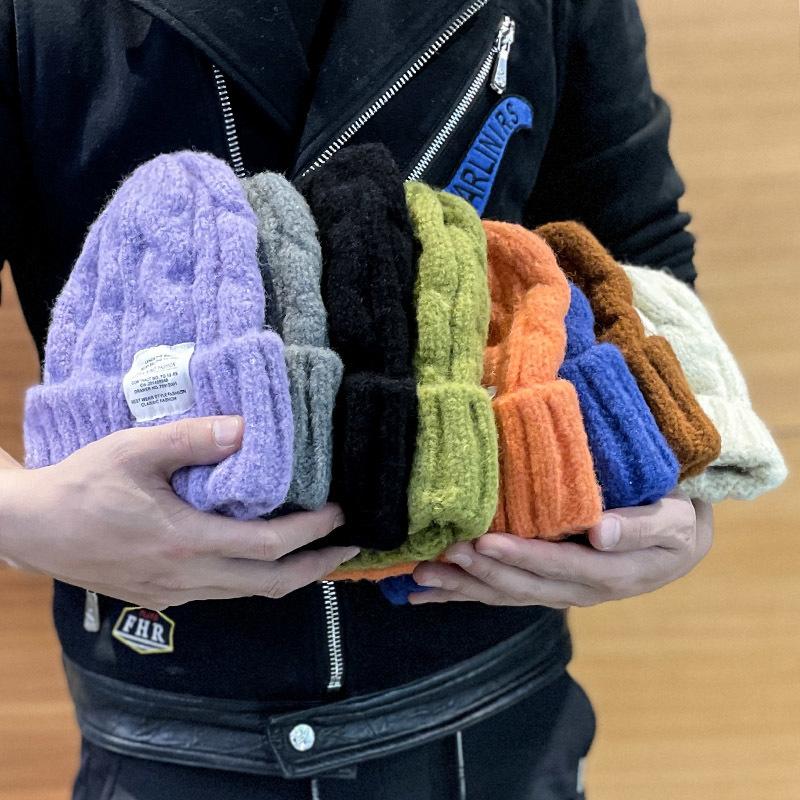 ins twist applique knitted wool hat children Internet celebrities autumn and winter versatile trend warm ear protection cold hat