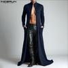 Automne Hommes Manches Longues Ouvert Devant Long Cardigan Manteaux Maxi Coupe-vent avec Poches