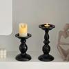 American Retro Black Iron Candle Holder Table Decoration Ornaments Aromatherapy Candlestick Roman Pillar Candle Holder