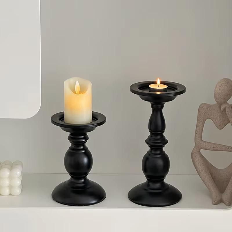 American Retro Black Iron Candle Holder Table Decoration Ornaments Aromatherapy Candlestick Roman Pillar Candle Holder