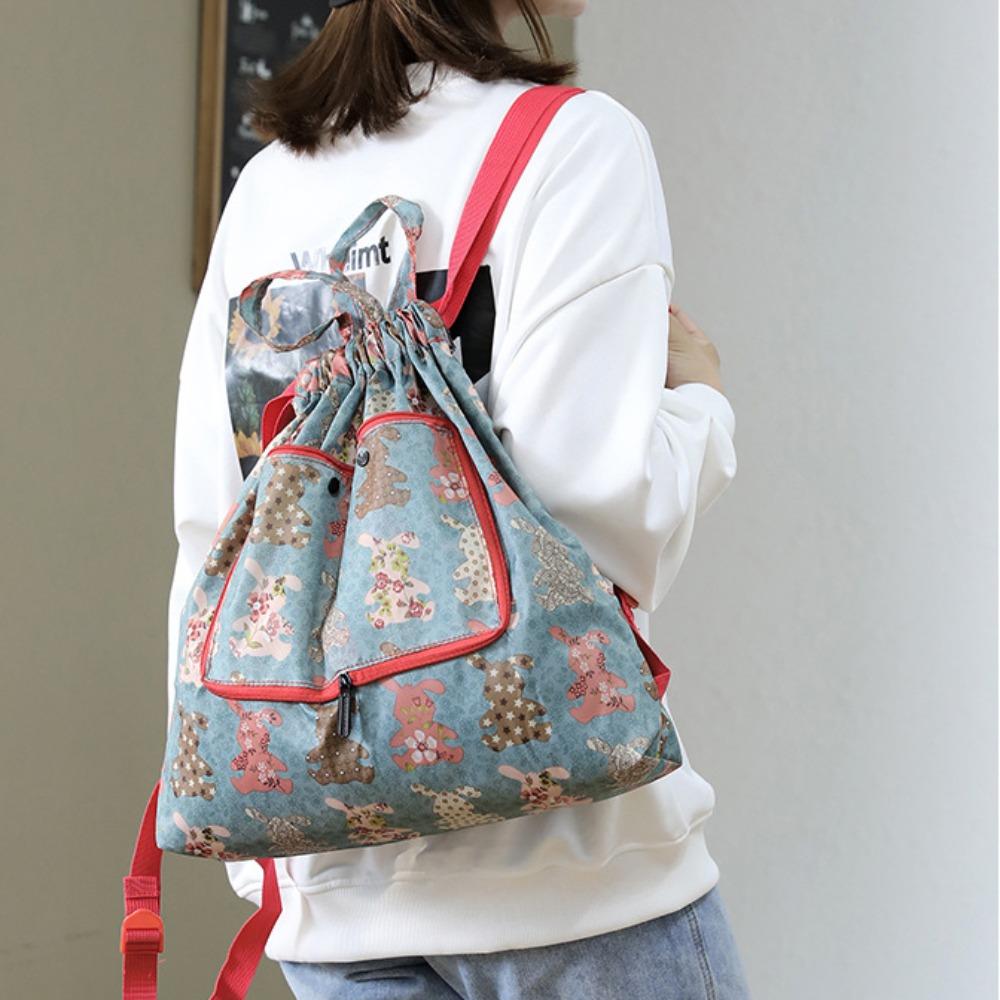 Multifunctional Drawstring Bag Lightweight Folded Backpack Portable Shopping Bag Camping