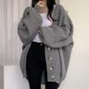 Cárdigan Coreano Oversize Manga de Linterna Suéter de Punto Holgado Talla Grande Mujer Otoño Invierno Botones