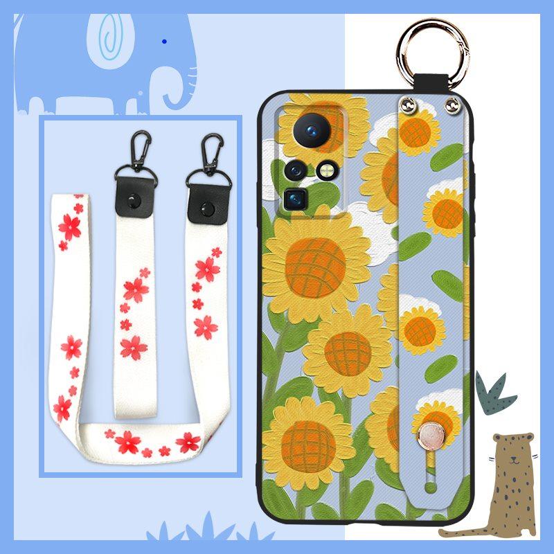 Phone Holder Kickstand Phone Case For infinix Zero X/X Pro/X6811/X6811B Silicone Ring Anti-dust Flower Oil Painting