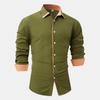 Fashion Shirt Spring Autumn Solid Color Splicing Contrasting Color Casual Long Sleeved Men's Shirts (men’s)