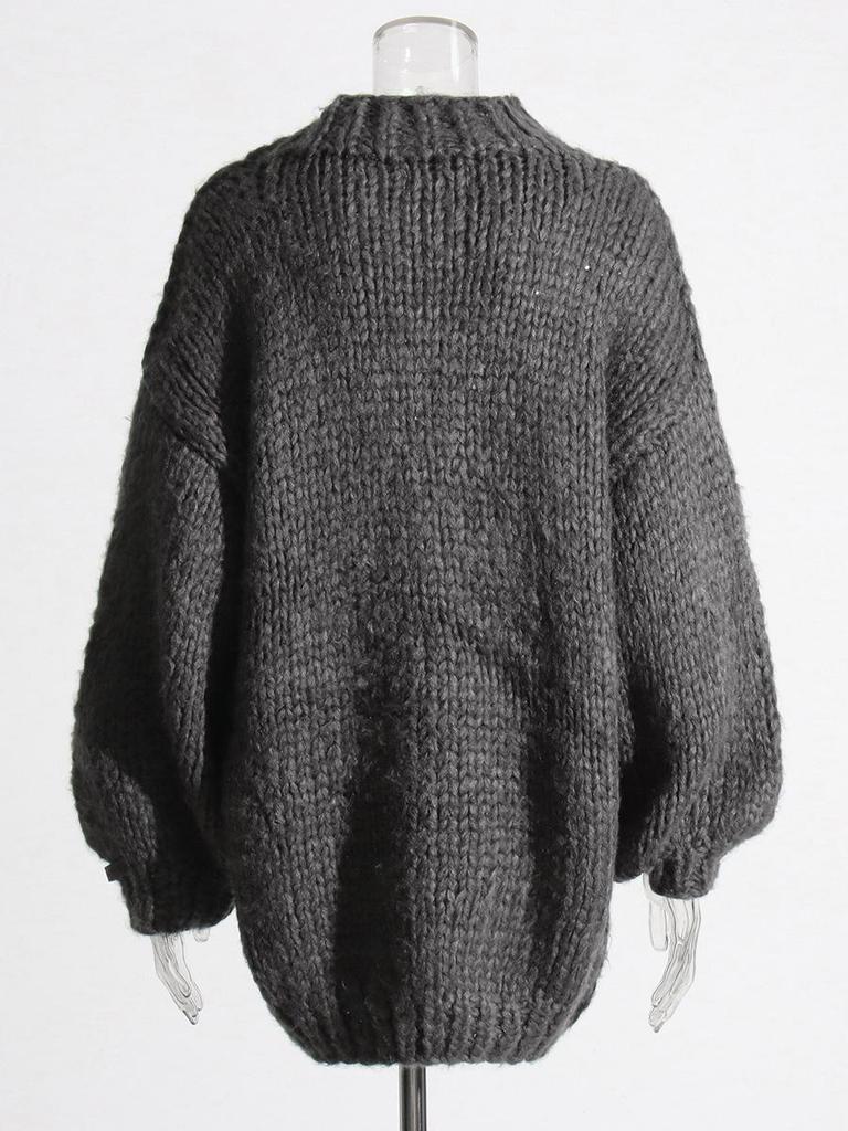 Elegant 2026 Autumn Batwing Sleeve Knit Sweater: Fashionable Loose Fit, Solid Color, Round Neck Pullover for Women