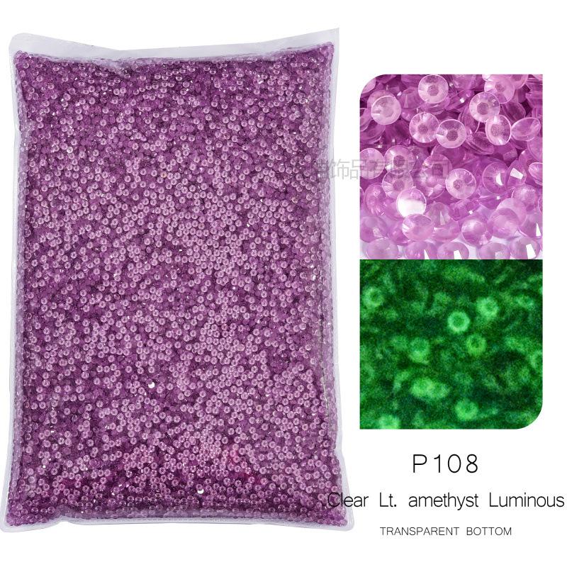 Round Resin Flat Bottom Drill Transparent Bottom Luminous Nail Drill Diy Mobile Phone Violent Bear Loose Diamond Accessories Accessories