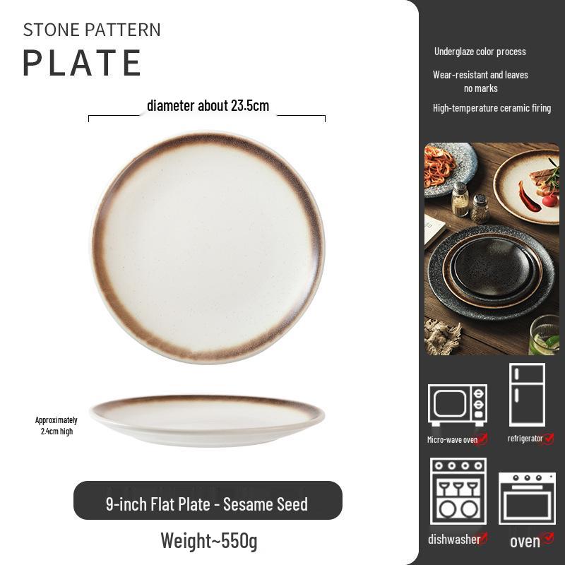 Retro Japanese Ceramic Plate: Creative Black Glaze Dish for Home and Restaurant