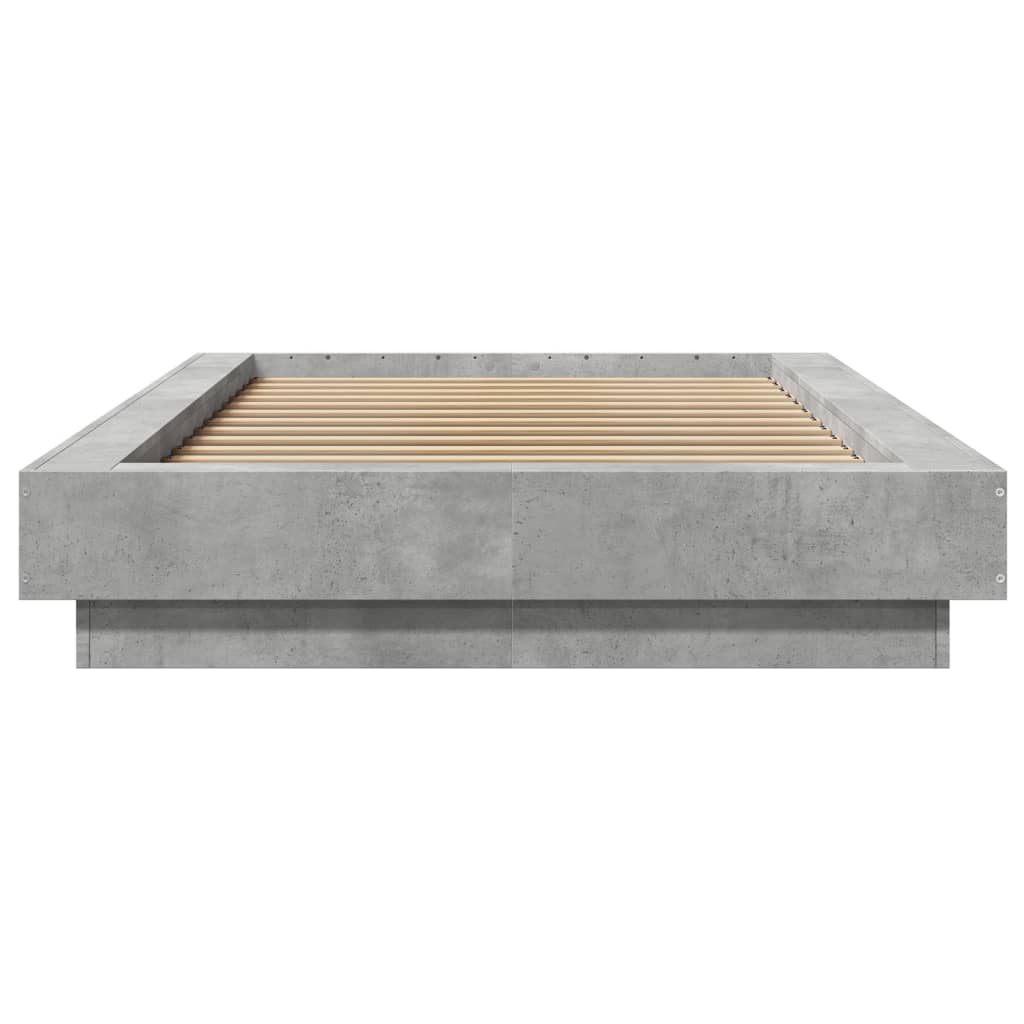 Bed Frame with LED Lights Concrete Grey 90 x 200 cm Engineered Wood