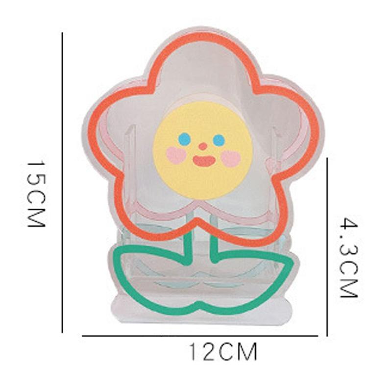 Transparent Pen Container Multifunctional Cute Cartoon Acrylic Makeup Brush Storage Case for Office Desk Makeup Table