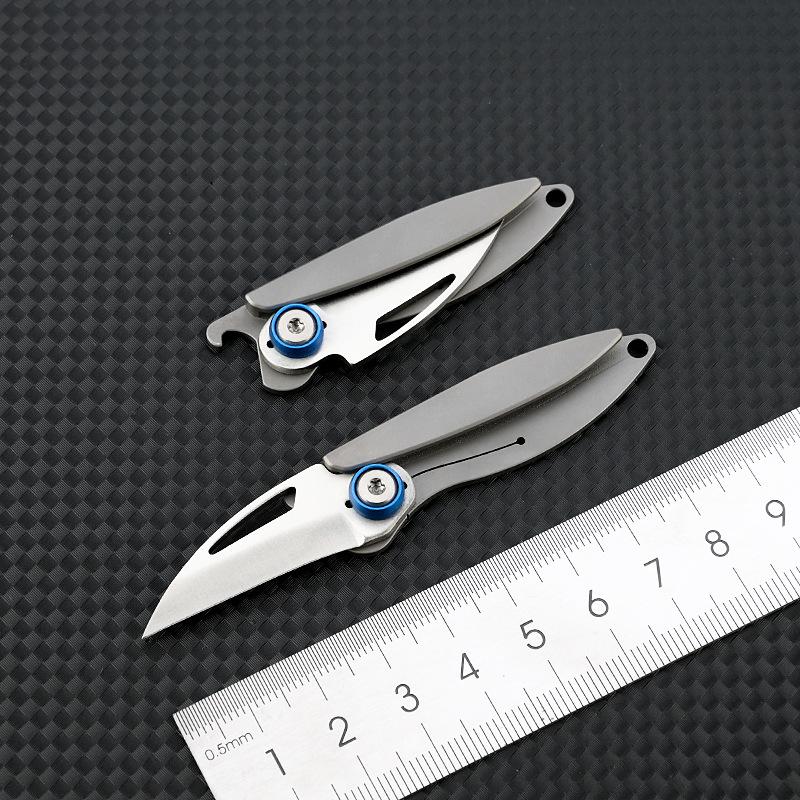 Titanium Cicada Knife Sharp Mini Folding Knife Carry Key Chain Bottle Opener Open Box Express Knife Outdoor EDC Tool