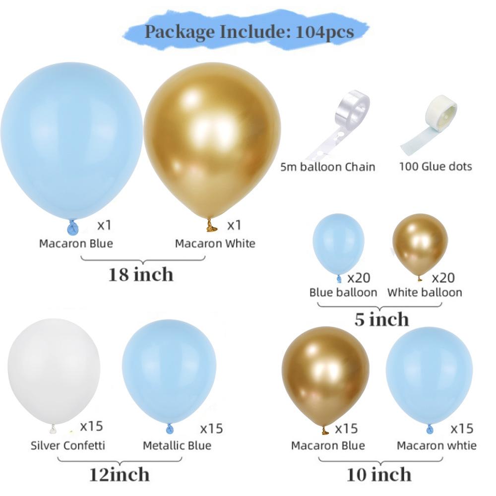 

Набор из 18-дюймовых макаронно-голубых и белых металлических золотых шаров для создания гирлянды, воздушный шар для украшения на день рождения Maca Blue and White Gold Package