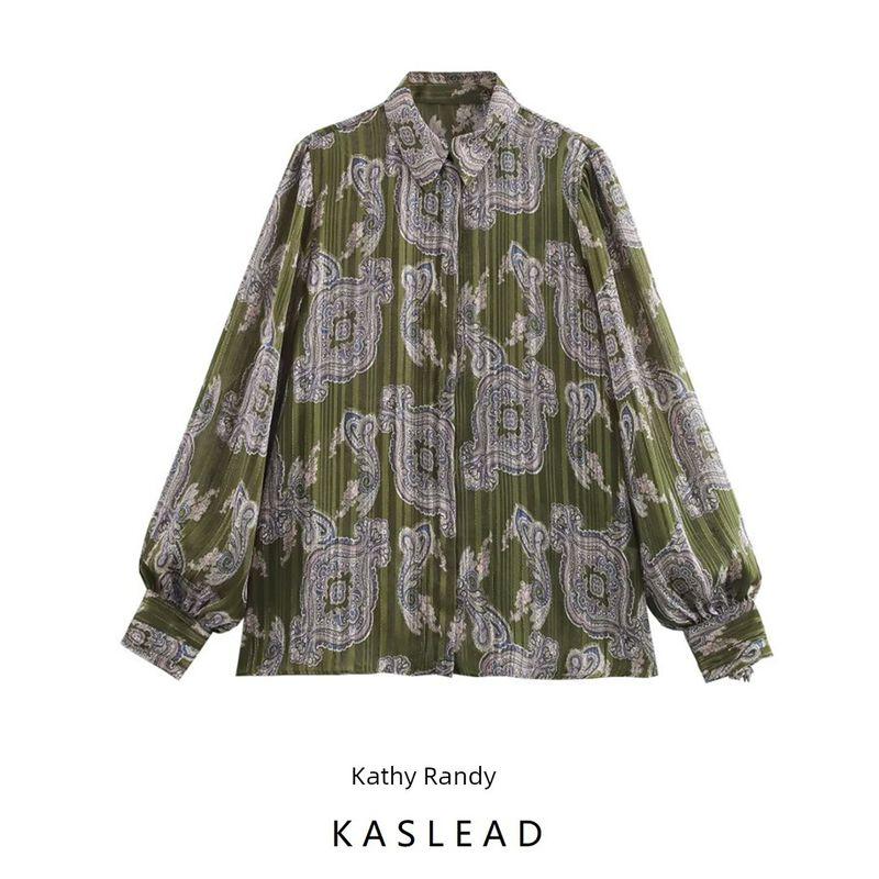Kaslead New Arrival Women's Fashion Style Fashion Metal Color Line Print Shirt 2539149