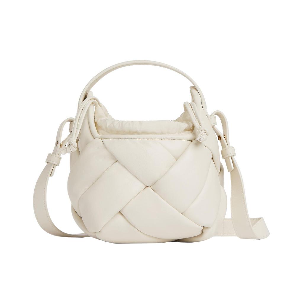 Bottega Veneta Lambskin Portable Crossbody Bag, Shoulder Bag Small Women's White 730164V2NH19009