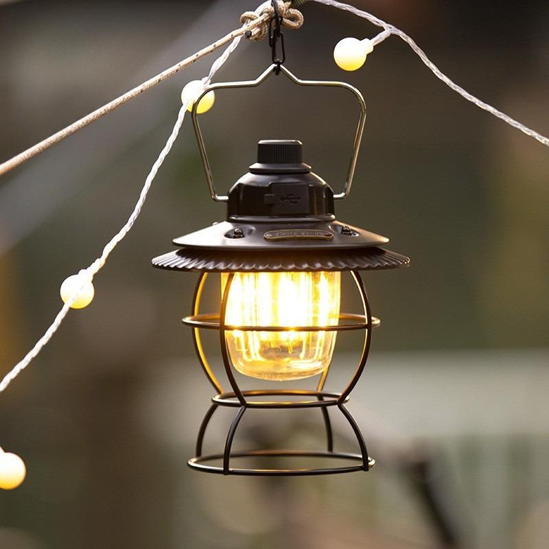 Outdoor retro camping light LED camping light atmosphere light tent horse lantern camping rechargeable camp light portable hanging light