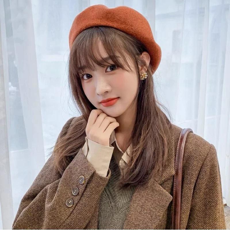 Women'S Wool Beret | Face Slimming Winter Warm | Solid Color Cashmere Blend | Vintage Painter Hat