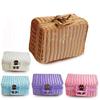 Tragbarer Picknickkorb Handgeflochtene Rattan-Aufbewahrungstasche Vintage Kosmetik-Reisekoffer Organizer für Kosmetik und Kleinkram Aufbewahrungsbox