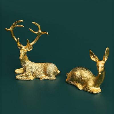 1 Paire Accessoires Photo Artisanat Fer Ornement Nordique Doré Statue Cerf Animal Figurine Artistique Vintage