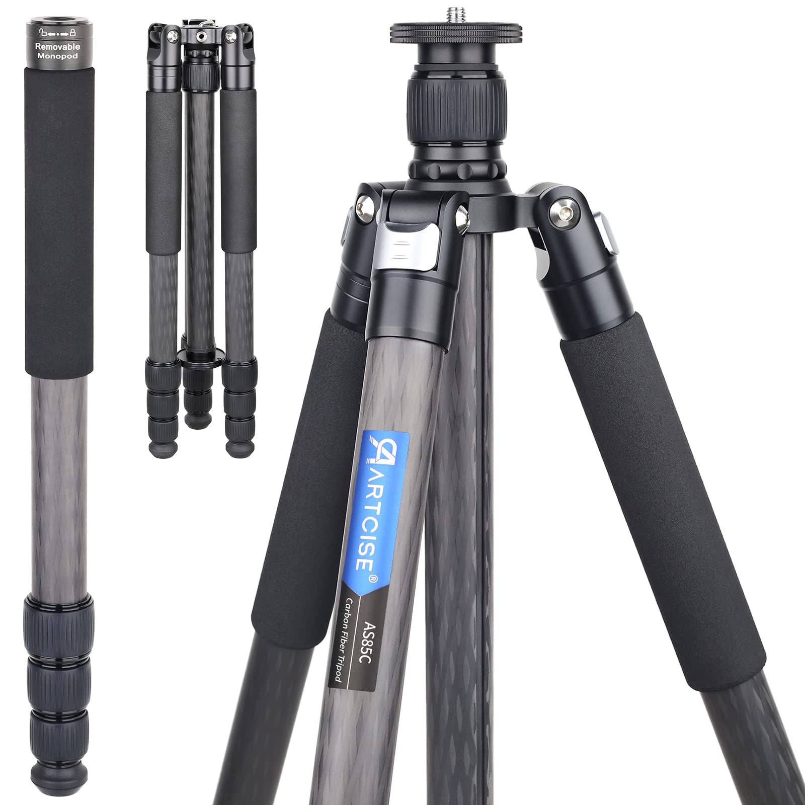 

ARTCISE Легкий дорожный штатив из углеродного волокна Carbon 1846 мм 2024 Фиксация ног гайками, Регулируемый Профессиональный штатив для камеры со штативной головкой, совместимый с чёрный