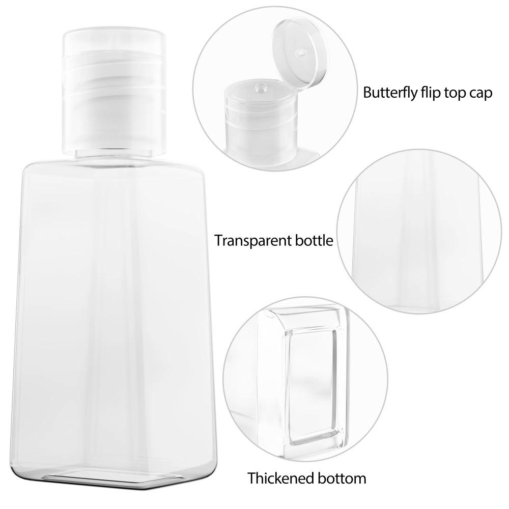 30/60ml Empty Refillable Bottle Flip Cap Hand Sanitizer Gel Dispenser Container