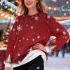 Women's Fashion Casual Long Sleeve Christmas Printed Round Neck Plus Velvet Thickened Sweatshirt