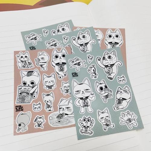Dandadan Related Goods: Turbo Babaa Maneki Neko Waterproof Stickers, Pack of 5, Cute and Moe Merchandise, Planner Stickers, DIY Stickers, Laptop Stick