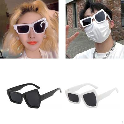 2x Novelty Party Sunglasses, Retro Style Protection Asymmetric Resin Unisex Eyewear for Girls Beach