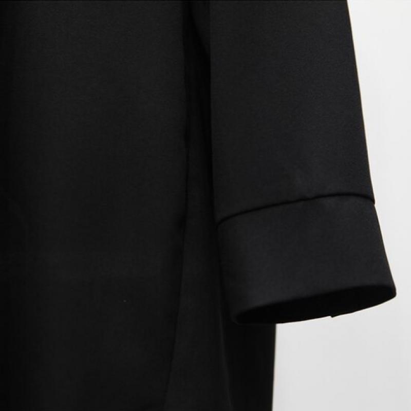 Shiz Madam Women S Back Button Scarf Collar Long blouSe T57181