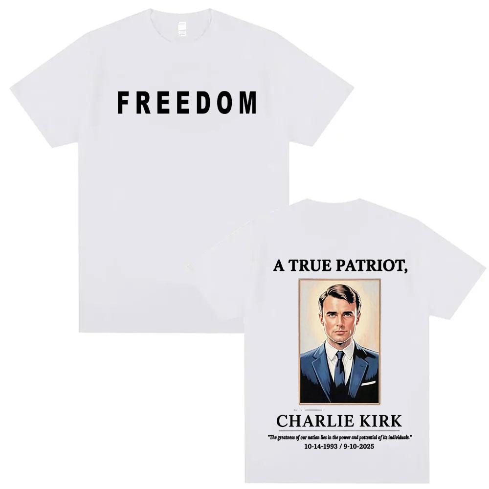 Charlie Kirk A True Patriot Vintage T-shirts Men Women Harajuku Classic Short Sleeve T Shirt Summer Fashion Comfort T-shirt Tops