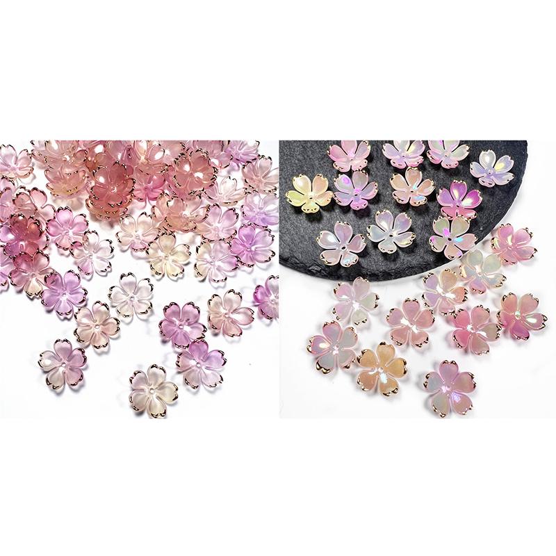 50Pcs New 19MM Acrylic Cherry Blossoms Flower Beads Petals Charm Connectors Diy Earrings Hair Jewelry Making Resin Acessories