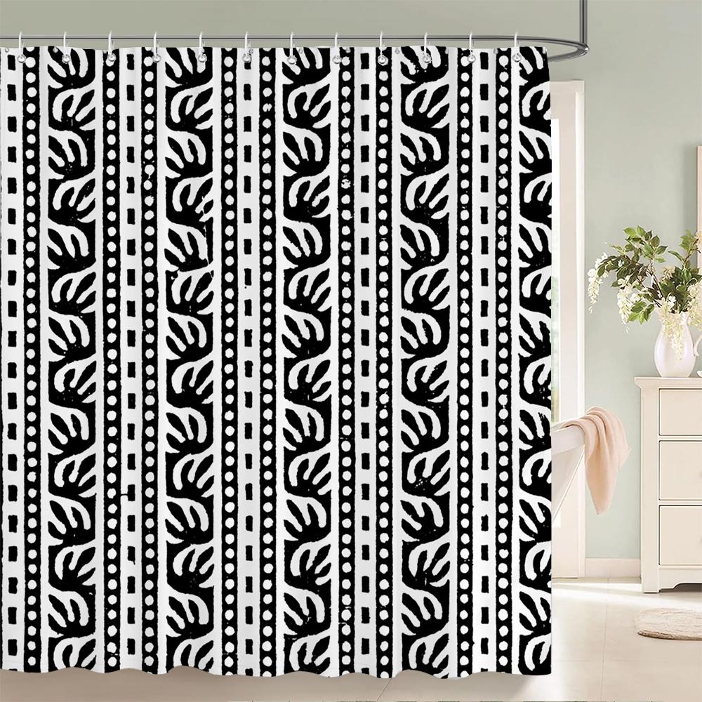 

1 Pc Abstract Geometric Shower Curtains Bathroom Polyester Bath Curtains Printing Boho Shower Curtain Decor With Hooks Curtain W60H190(CM)-1 Pcs
