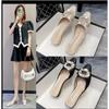 Summer Slippers Women's Fashion Beaded Mules Shoes  New Comfortable Medium Heel Thick  Pointed Sandals