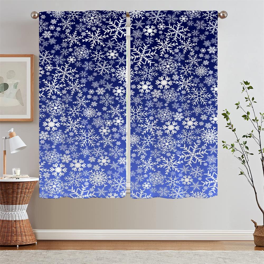 Snowflake Blackout Curtain for Living Room Decoration Black Out Curtains 2 Pcs Set Window Sheer Curtains Salon 2 Pieces Blinds