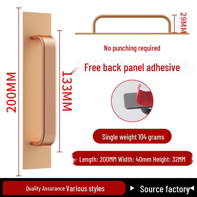 Aluminiumlegering Deurklink zonder Boren voor Glazen, Stalen, Kunststof Balkon-, Schuif- en Kastdeuren