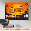Party Backdrop Halloween Flat Spooky Ghosts Pumpkins Bats Haunted House Multi Photo Booth Decor Front Door Decor