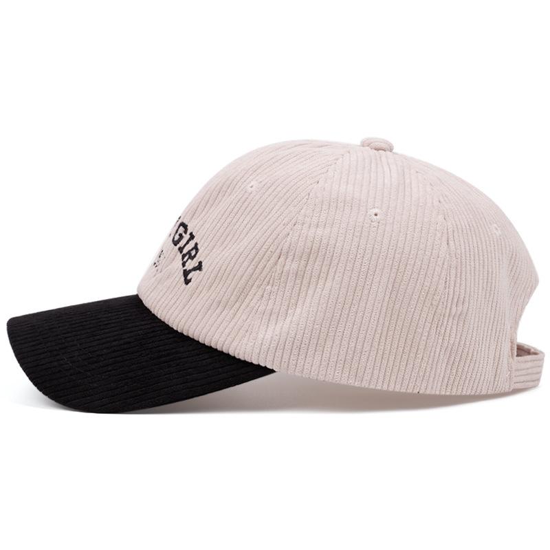 Fashion Hat New Spring and Autumn Hat Retro Corduroy Baseball Cap Men's and Women's Soft Top Cap Alphabet Embroidered Duck Tongue Baseball Cap