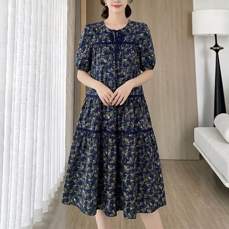 ZANZEA Women Casual Round Neck Loose Short Sleeve Floral Print Dress M
