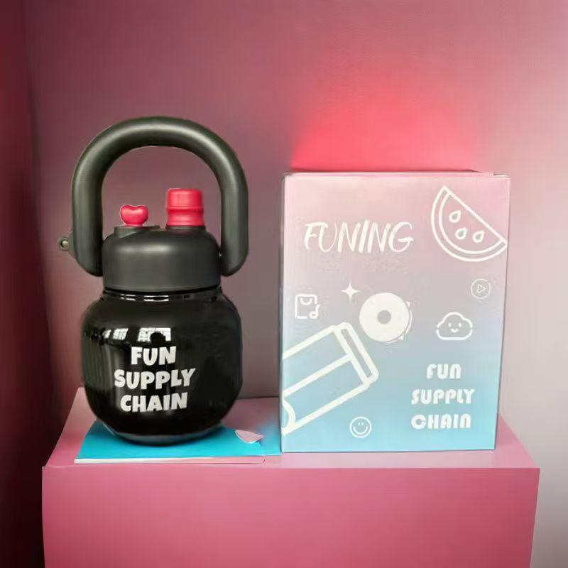 

Dual-Mouth Portable Large Capacity Straw Cup, Big Belly Design, One Piece 680ml чёрный