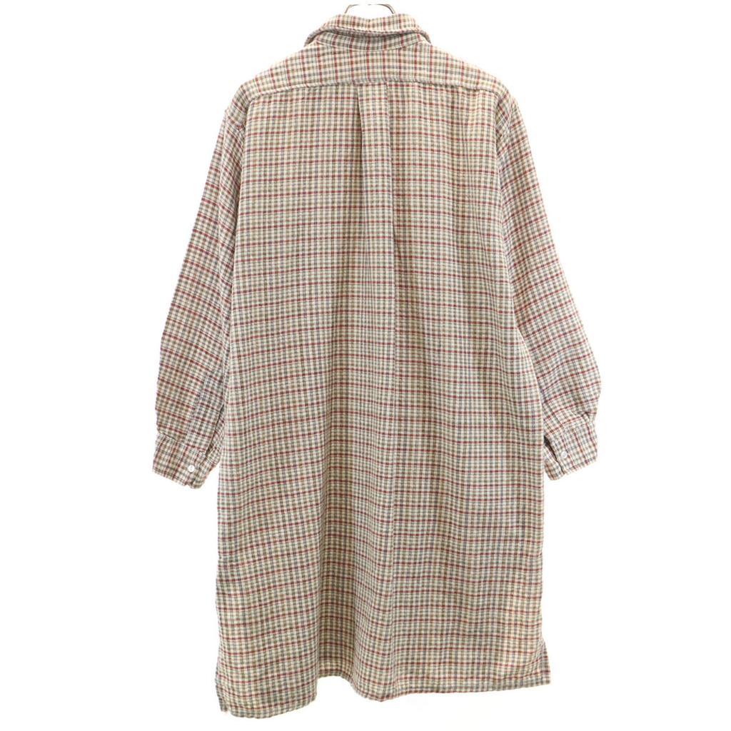 VINTAGE 40s 50s Triangle gusset vintage euro Check Pattern Long sleeve half button shirt Men's Used