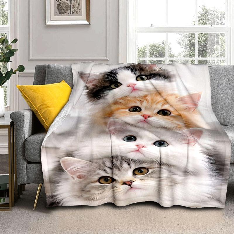 1PC Cute cat, cartoon blanket, all season lightweight home office outdoor nap multifunctional blanket