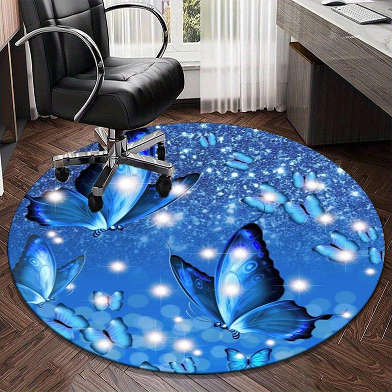 Butterflies And Sunflowers round carpet Chair cushion Round Entryway Rug, Soft Round Rugs for Living Room, Bedroom, Circle Carpet decor gifts