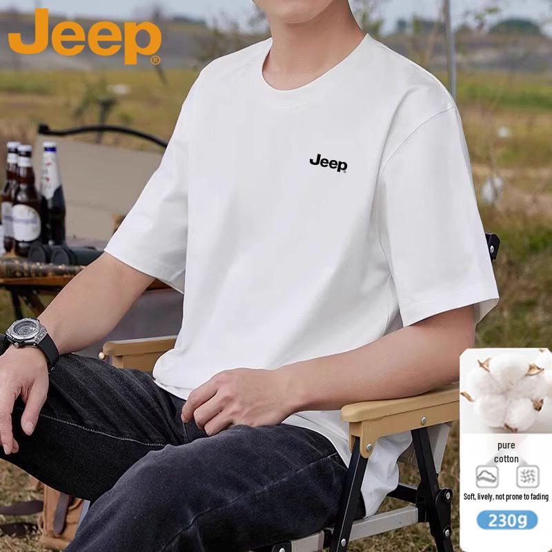 

JEEP Men s Summer Heavyweight Pure Cotton Casual T-Shirt XL