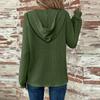 Women's Fashion Long Sleeve Drawstring Hooded Button V-Neck Casual Hooded Sweatshirt Top