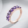 Shiny Square Purple Natural Zircon Ring For Women Trend  Rose Gold Color Bride Wedding Vintage Jewelry Best Gift