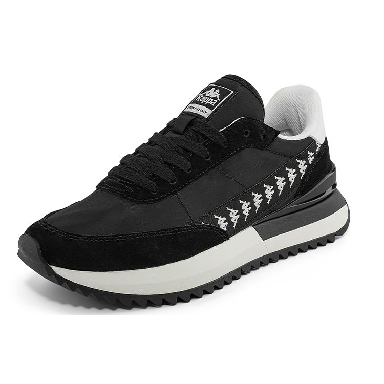 Kappa Retro Sports Casual Fabric Synthetic Leather Low Top Training Running Shoes Unisex sneakers Black White K0CY5MM92-990
